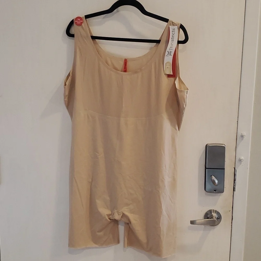 Spanx Nude Trust Your Thinstincts Mid Thigh Bodysuit Shapewear 3X NWT